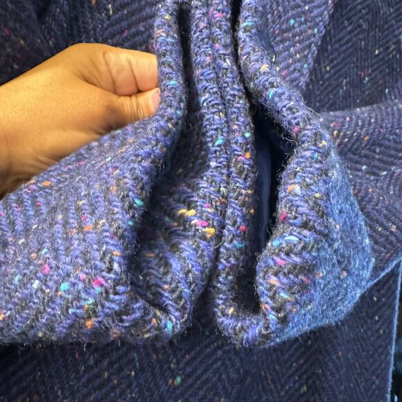 Vintage 60s/70’s Blue 100% Wool Speckled Multi Colored Long Coat Size Medium 8 - Picture 3 of 12